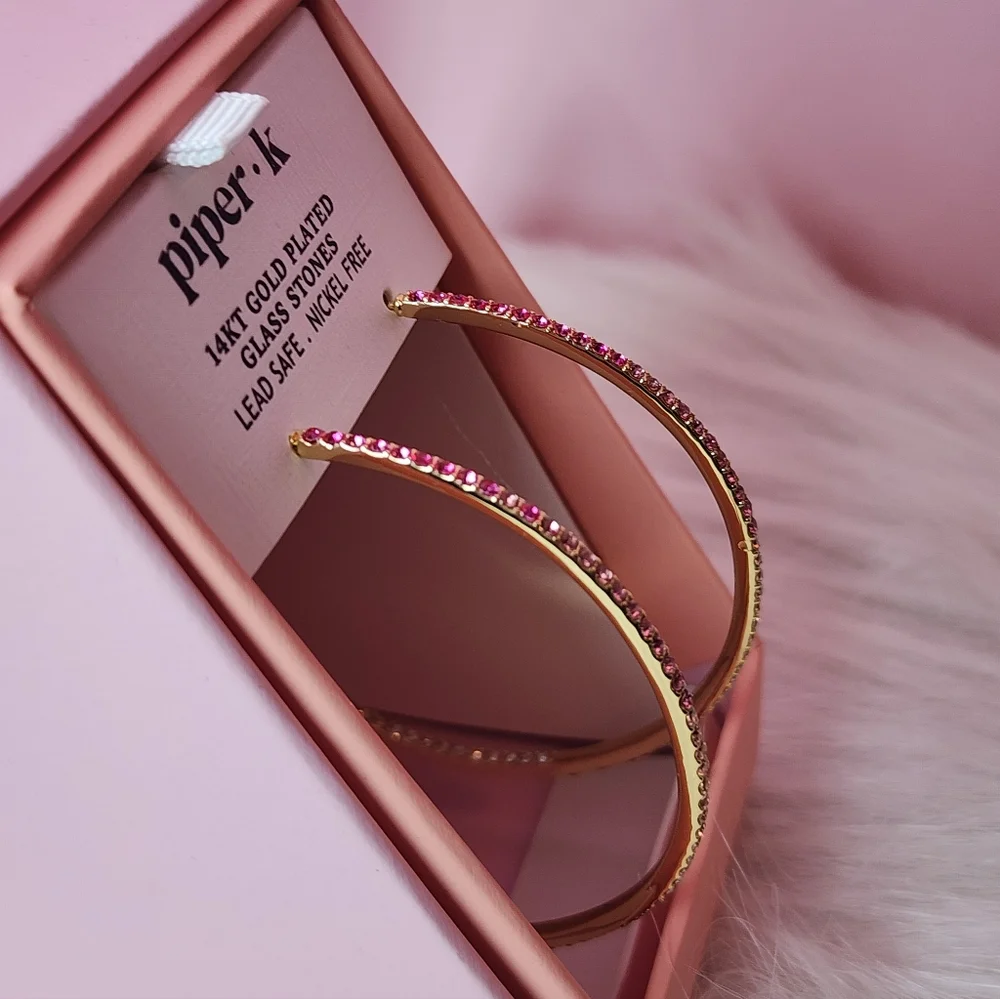 Piper K Pink and Gold Ombre Hoop Earrings